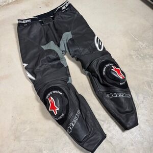 Alpinestars Racing Ahead Leather Motorcycle Pants Black Grey Mens 42 USA 58 EUR